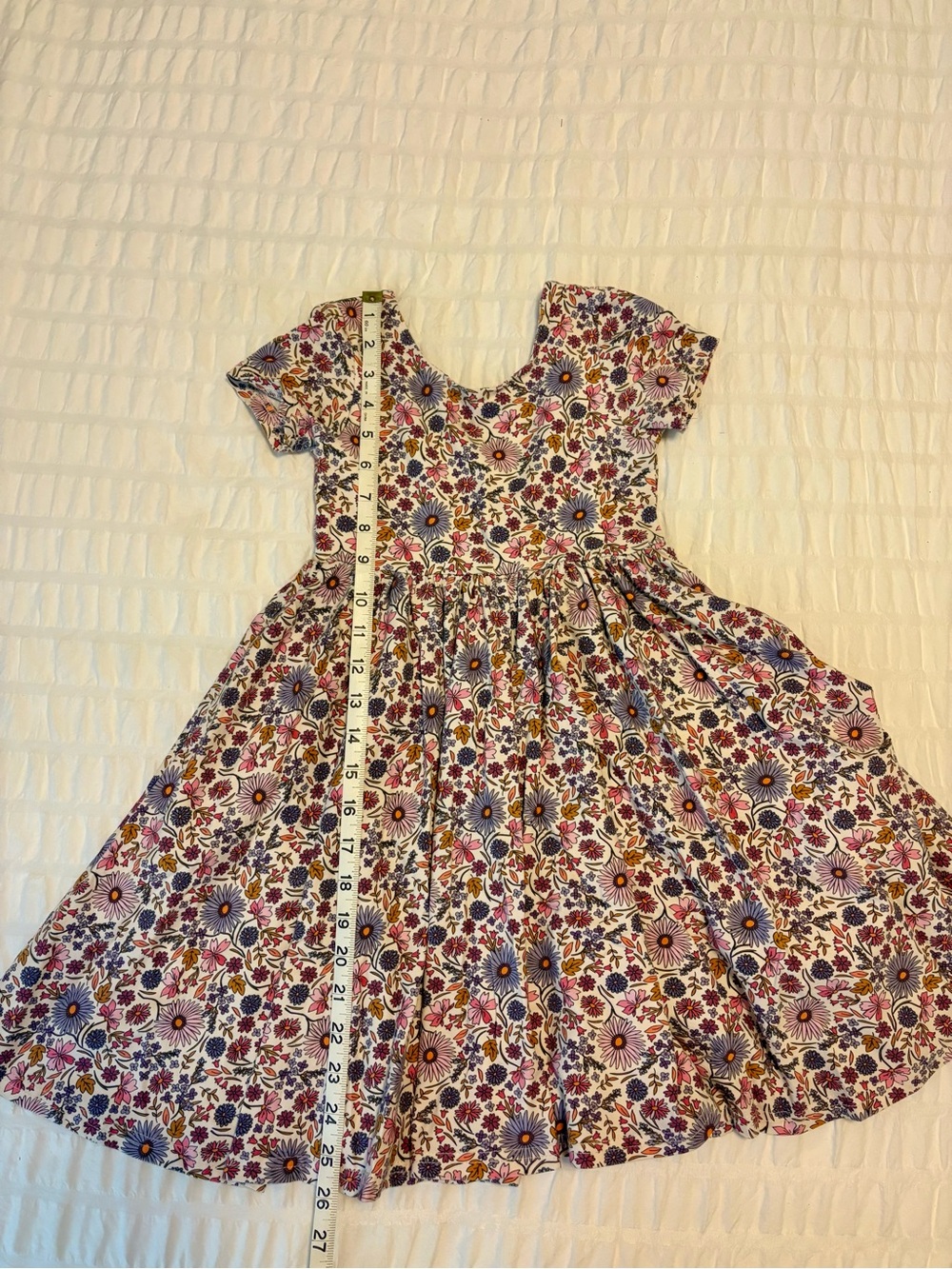Floral Short-Sleeve Girls' Casual Dress in Multi-Color